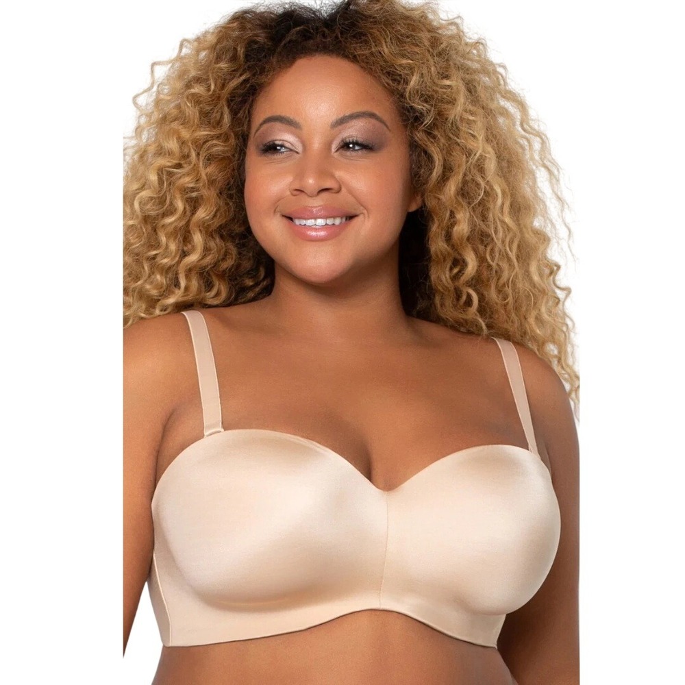 Curvy Couture Women's Champagne Smooth Strapless Multi-Way Bra Size 38C